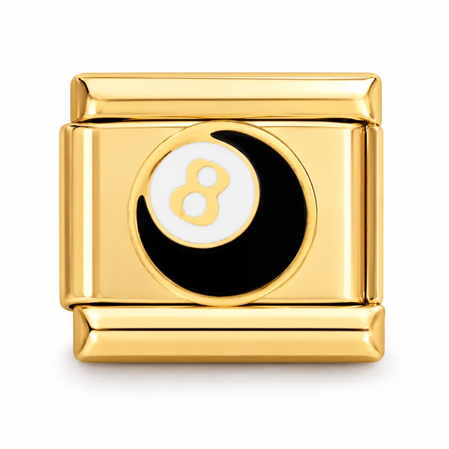 Illustrative gold 8 Ball Italian charm