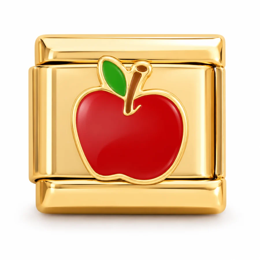 Illustrative gold Apple Italian charm