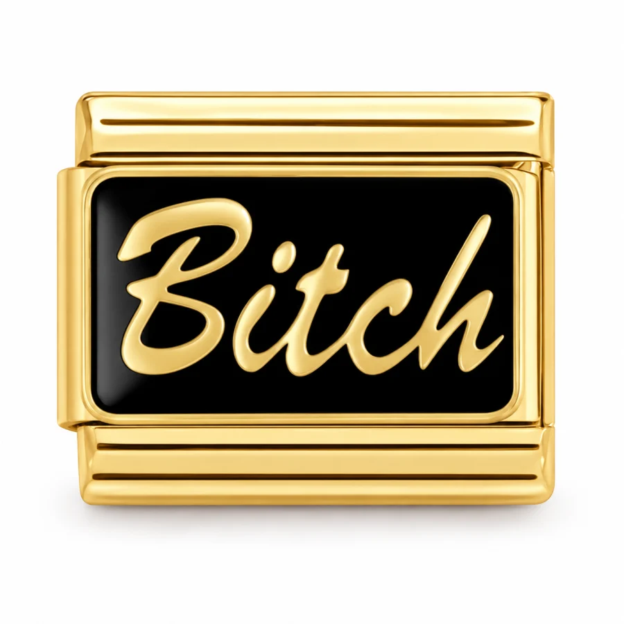 Illustrative gold B*tch Italian charm