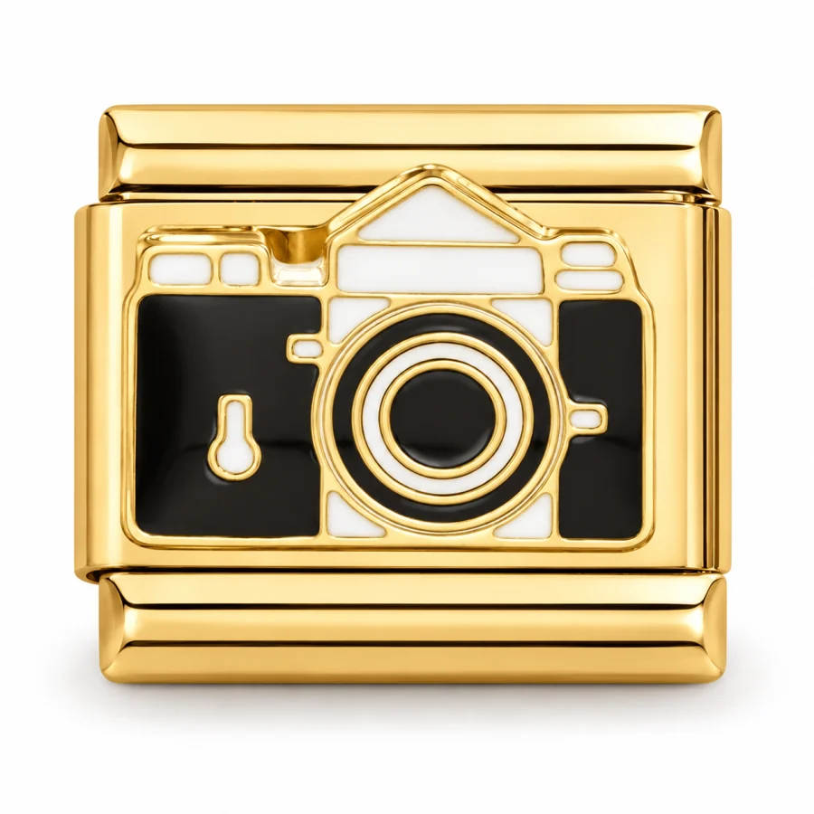 Illustrative gold Camera Italian charm