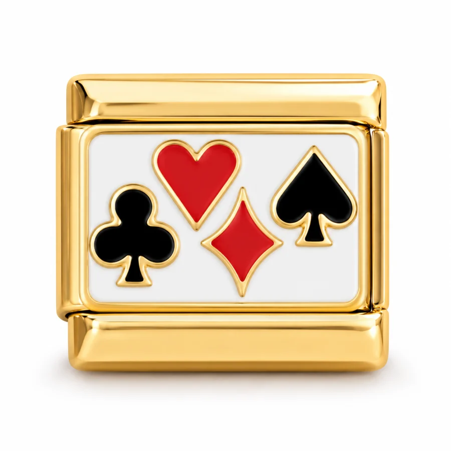Illustrative gold Card Faces Italian charm