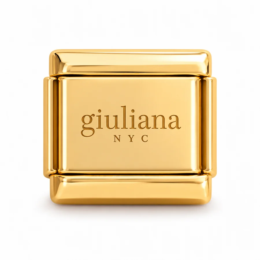 Giuliana NYC engraving on the back of a gold Italian charm