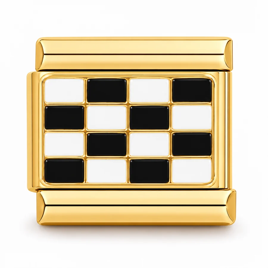 Illustrative gold Checkered Flag Italian charm