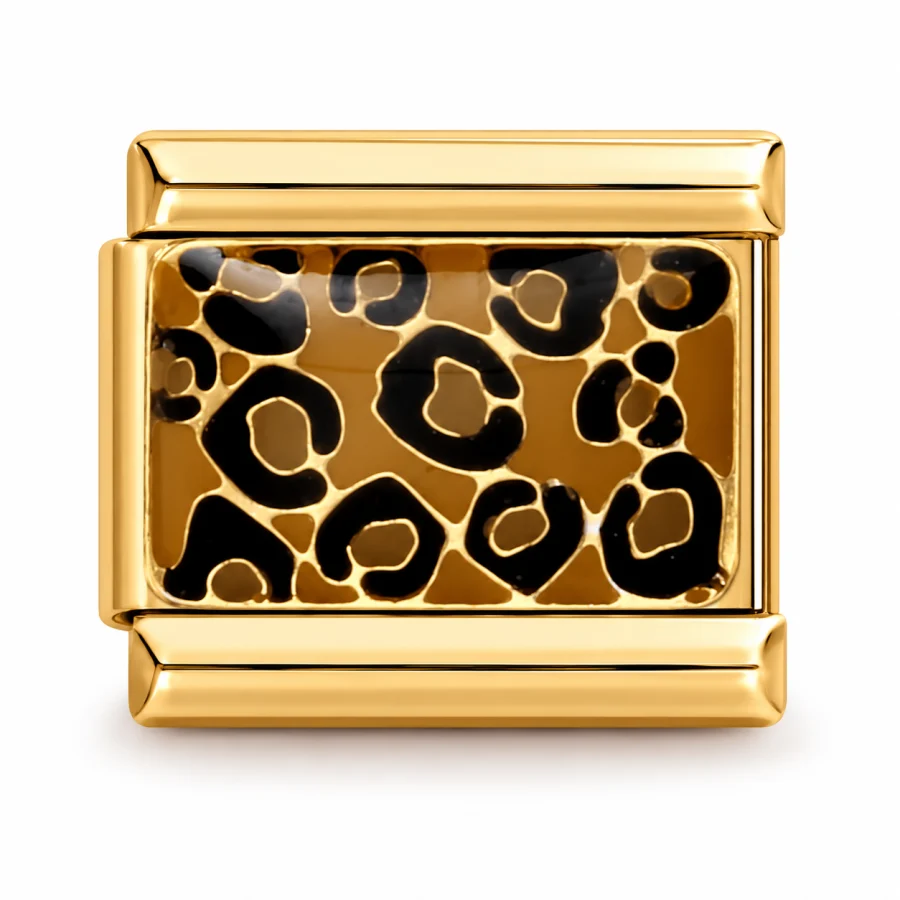 Illustrative gold Cheetah Print Italian charm
