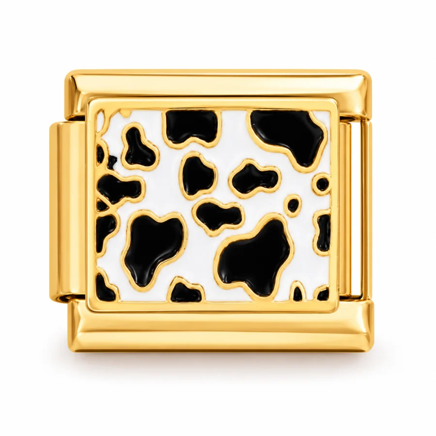 Illustrative gold Cow Print Italian charm