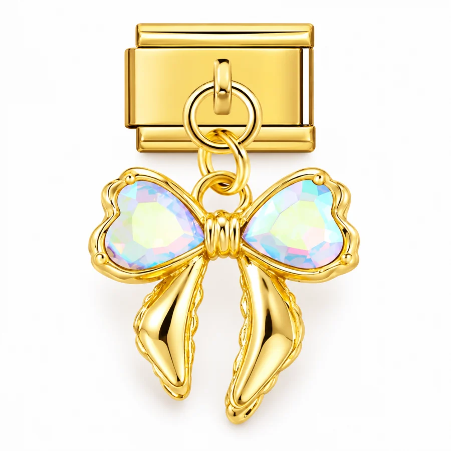 Illustrative gold Dangling Bow Italian charm