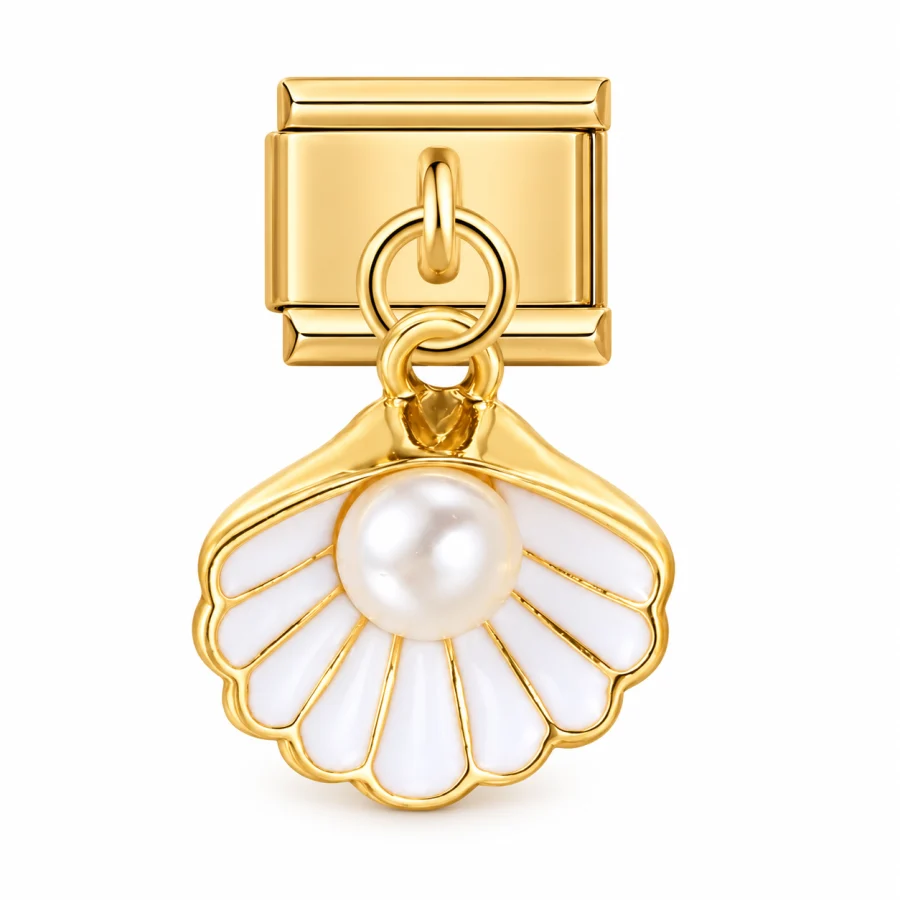 Illustrative gold Dangling Oyster Italian charm