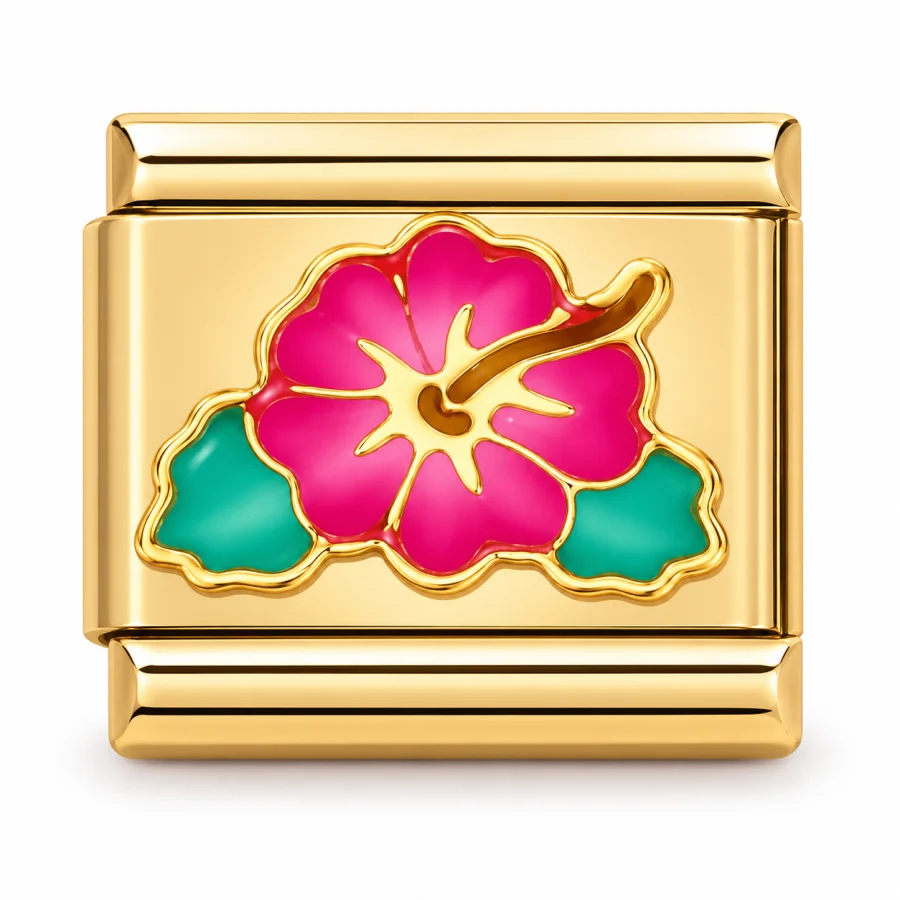 Illustrative gold Hawaiian Flower Italian charm