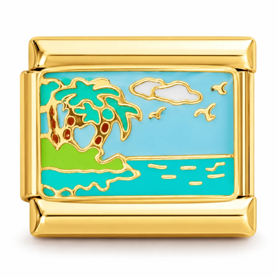 Illustrative gold Island Italian charm