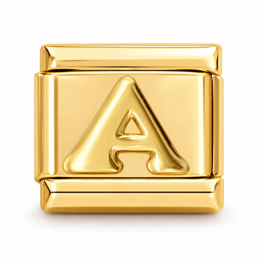 Illustrative gold Letter (A) Italian charm
