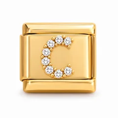 Gold pave C charm