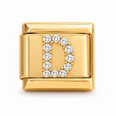 Gold pave D charm
