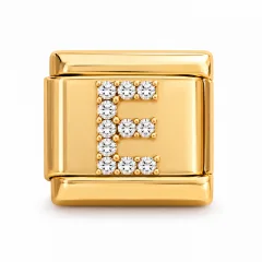 Gold pave E charm