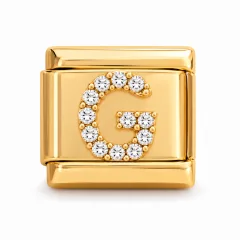 Gold pave G charm