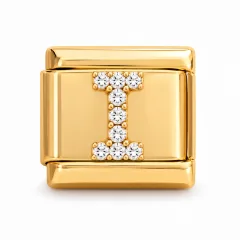 Gold pave I charm