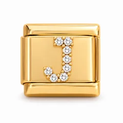 Gold pave J charm