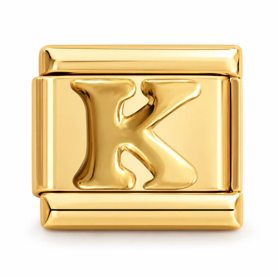 Illustrative gold Letter (K) Italian charm