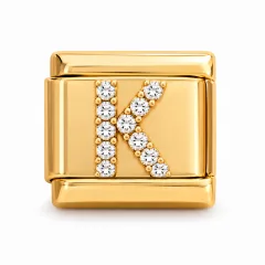 Gold pave K charm