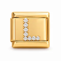 Gold pave L charm