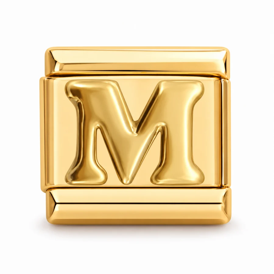 Illustrative gold Letter (M) Italian charm