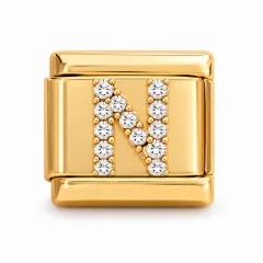 Gold pave N charm