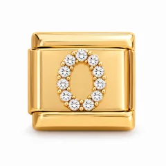 Gold pave O charm