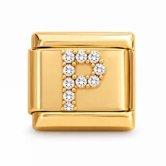 Gold pave P charm