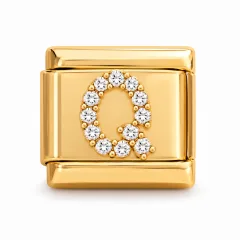 Gold pave Q charm
