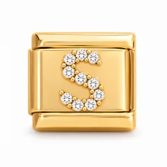 Gold pave S charm