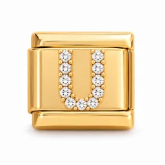 Gold pave U charm
