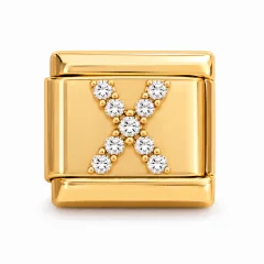 Gold pave X charm