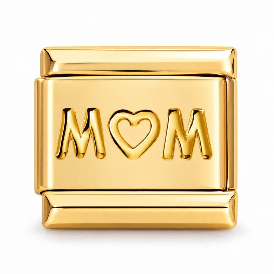 Illustrative gold Mom Italian charm