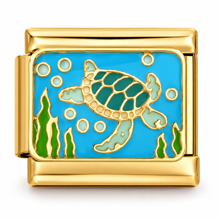 Illustrative gold Sea Turtle Italian charm