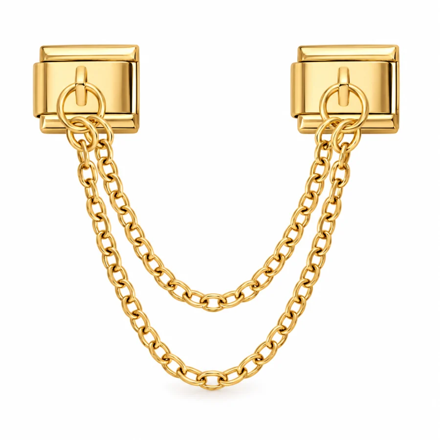 Illustrative gold Stacked Chain Italian charm