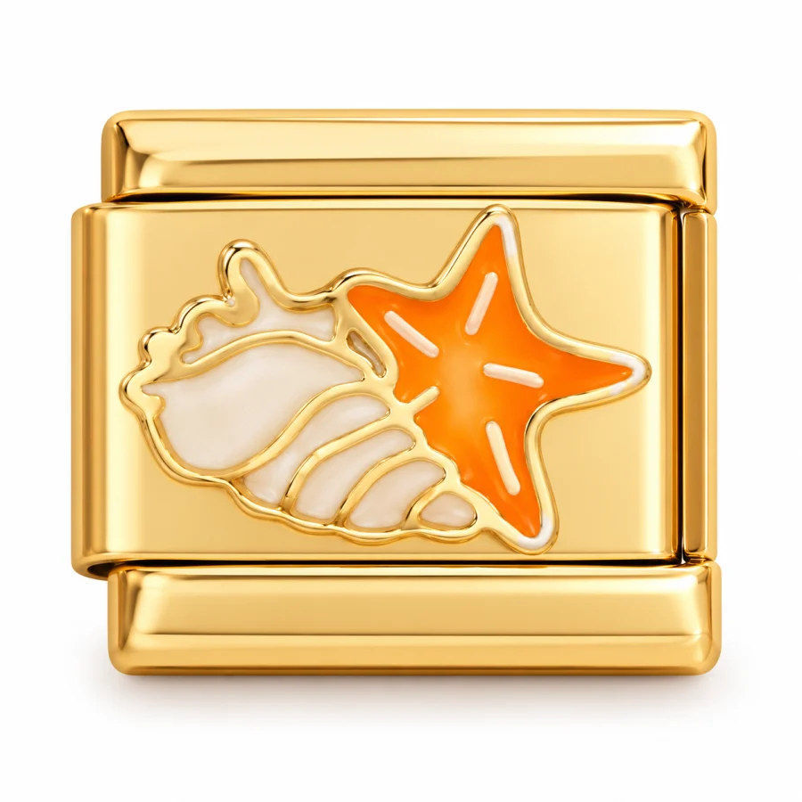 Illustrative gold Starfish & Shell Italian charm