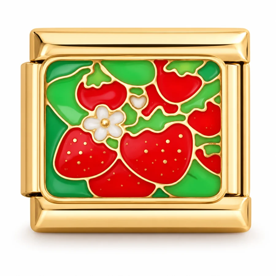 Illustrative gold Strawberries Italian charm
