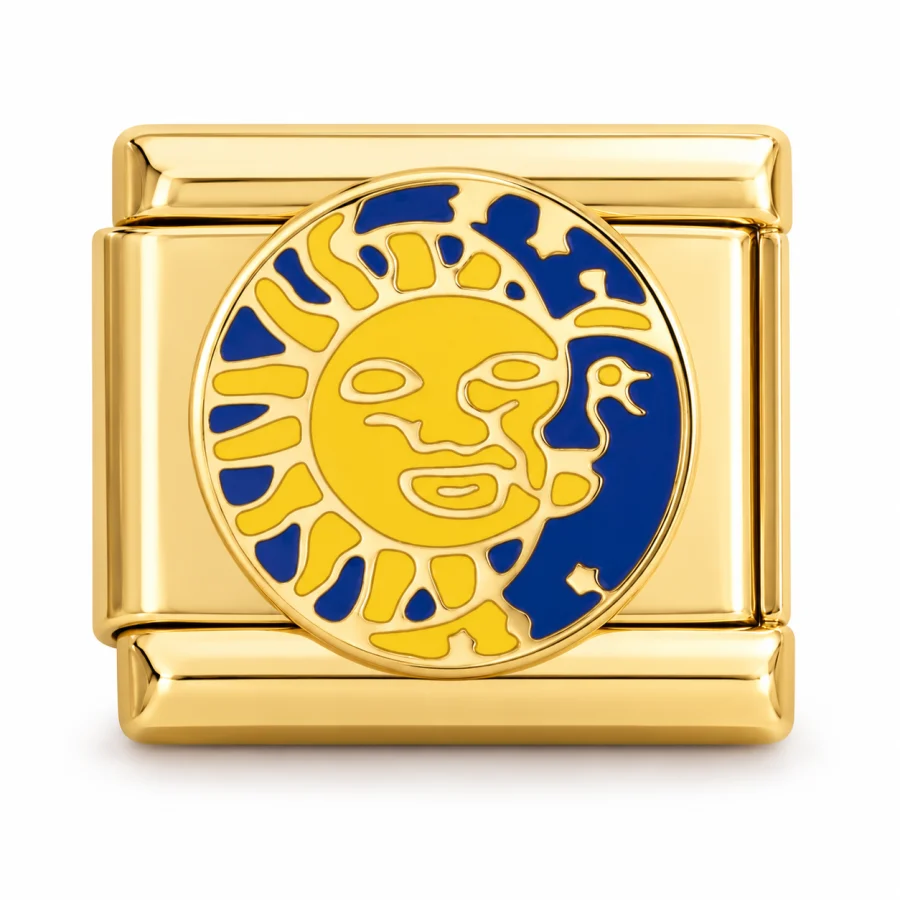 Illustrative gold Sun & Moon Italian charm