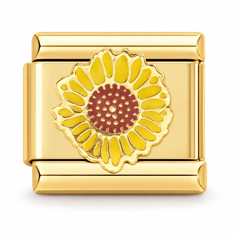 Illustrative gold Sunflower Italian charm
